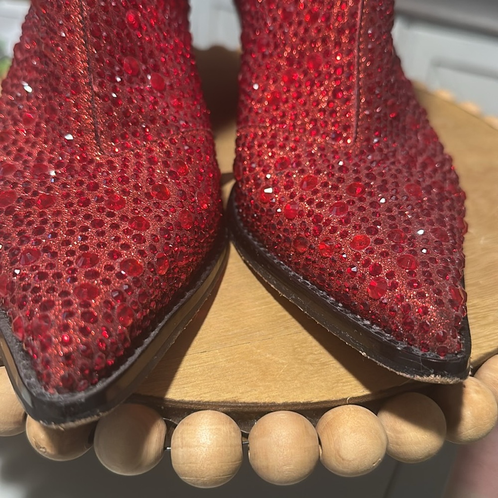 Jessica Simpson RED Glitter boots size 7 - Picture 12 of 12